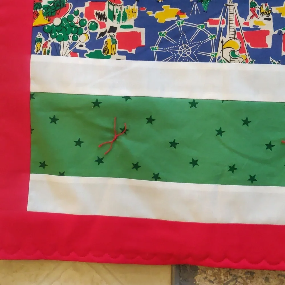 VintageInspired Retro Handmade Multi Colorful Carnival Print Quilt Throw Blanket
